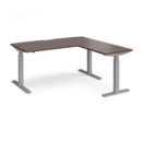 Elev8 Touch sit-stand desk 1600mm x 800mm with 800mm return desk - silver frame and walnut top