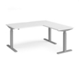 Elev8 Touch sit-stand desk 1600mm x 800mm with 800mm return desk - silver frame and white top