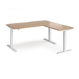 Elev8 Touch sit-stand desk 1600mm x 800mm with 800mm return desk - white frame and beech top
