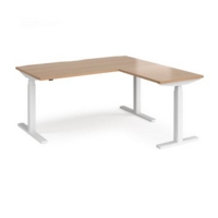 Elev8 Touch sit-stand desk 1600mm x 800mm with 800mm return desk - white frame and beech top