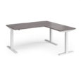 Elev8 Touch sit-stand desk 1600mm x 800mm with 800mm return desk - white frame and grey oak top