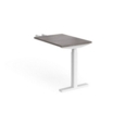 Elev8 Touch sit-stand return desk 600mm x 800mm - white frame and grey oak top