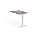 Elev8 Touch sit-stand return desk 600mm x 800mm - white frame and grey oak top