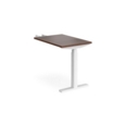 Elev8 Touch sit-stand return desk 600mm x 800mm - white frame and walnut top