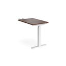 Elev8 Touch sit-stand return desk 600mm x 800mm - white frame and walnut top