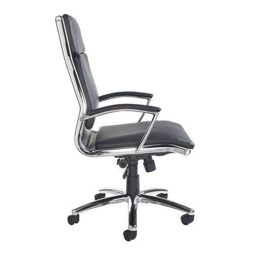 Florence high back executive chair - black leather faced