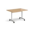 Rectangular fliptop meeting table with silver frame 1200mm x 800mm - oak