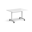 Rectangular fliptop meeting table with silver frame 1200mm x 800mm - white