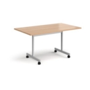 Rectangular fliptop meeting table with silver frame 1400mm x 800mm - beech