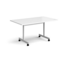 Rectangular fliptop meeting table with silver frame 1400mm x 800mm - white