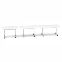 Rectangular fliptop meeting table with silver frame 1400mm x 800mm - white