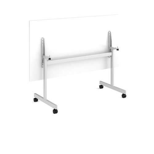 Rectangular fliptop meeting table with silver frame 1600mm x 800mm - white