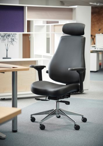 Franklin high back 24 hour task chair - black faux leather