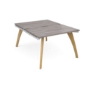 Fuze starter units back to back 1200mm x 1600mm - white frame and grey oak top