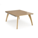 Fuze back to back desks 1200mm x 1600mm - white frame and oak top