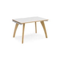 Fuze single desk 1200mm x 800mm - white frame and white top with oak edging