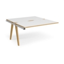 Fuze add on units back to back 1400mm x 1600mm - white frame and white top with oak edging