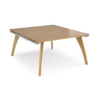 Fuze starter units back to back 1400mm x 1600mm - white frame and oak top