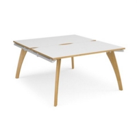 Fuze starter units back to back 1400mm x 1600mm - white frame and white top with oak edging