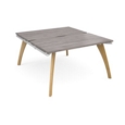 Fuze back to back desks 1400mm x 1600mm - white frame and grey oak top