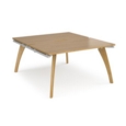 Fuze back to back desks 1400mm x 1600mm - white frame and oak top