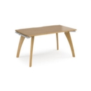 Fuze single desk 1400mm x 800mm - white frame and oak top