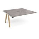 Fuze add on units back to back 1600mm x 1600mm - white frame and grey oak top