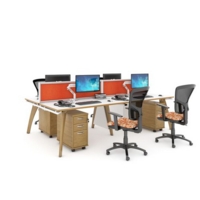 Fuze back to back desks 1600mm x 1600mm - white frame and grey oak top