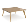 Fuze back to back desks 1600mm x 1600mm - white frame and oak top