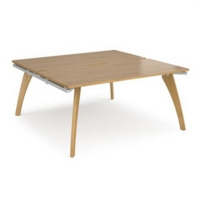 Fuze back to back desks 1600mm x 1600mm - white frame and oak top