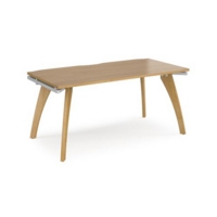 Fuze single desk 1600mm x 800mm - white frame and oak top
