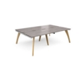 Fuze double back to back desks 2400mm x 1600mm - white frame and grey oak top