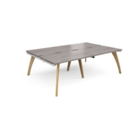 Fuze double back to back desks 2400mm x 1600mm - white frame and grey oak top