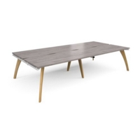 Fuze double back to back desks 3200mm x 1600mm - white frame and grey oak top