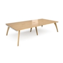 Fuze double back to back desks 3200mm x 1600mm - white frame and oak top