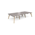 Fuze triple back to back desks 3600mm x 1600mm - white frame and grey oak top