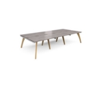 Fuze triple back to back desks 3600mm x 1600mm - white frame and grey oak top