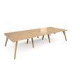 Fuze triple back to back desks 3600mm x 1600mm - white frame and oak top