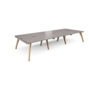 Fuze triple back to back desks 4200mm x 1600mm - white frame and grey oak top