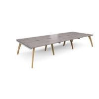 Fuze triple back to back desks 4200mm x 1600mm - white frame and grey oak top
