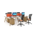 Fuze triple back to back desks 4200mm x 1600mm - white frame and grey oak top