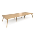 Fuze triple back to back desks 4200mm x 1600mm - white frame and oak top