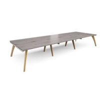 Fuze triple back to back desks 4800mm x 1600mm - white frame and grey oak top
