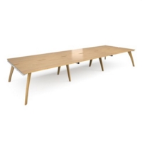 Fuze triple back to back desks 4800mm x 1600mm - white frame and oak top