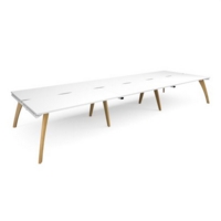 Fuze triple back to back desks 4800mm x 1600mm - white frame and white top