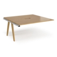 Fuze boardroom table add on unit 1600mm x 1600mm with central cutout 272mm x 132mm - white frame and oak top