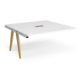 Fuze boardroom table add on unit 1600mm x 1600mm with central cutout 272mm x 132mm - white frame and white top