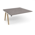 Fuze boardroom table add on unit 1600mm x 1600mm - white frame and grey oak top