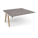 Fuze boardroom table add on unit 1600mm x 1600mm - white frame and grey oak top