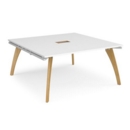 Fuze square boardroom table 1600mm x 1600mm with central cutout 272mm x 132mm - white frame and white top